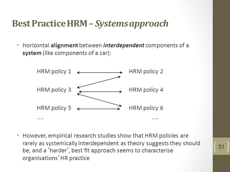 Very Short Notes on the System Approach to HRM